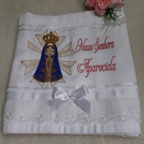 Toalha bordada Nossa Senhora Aparecida