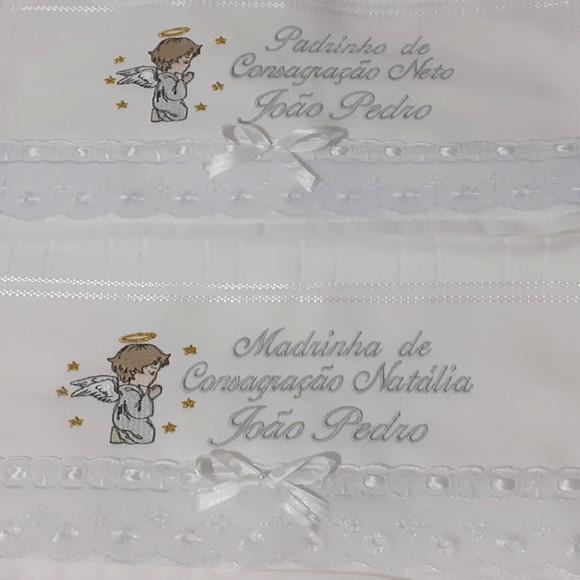 Toalha Bordada para Padrinho e Madrinha de Batismo