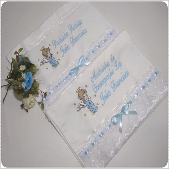Toalha Bordada para Padrinho e Madrinha de Batismo