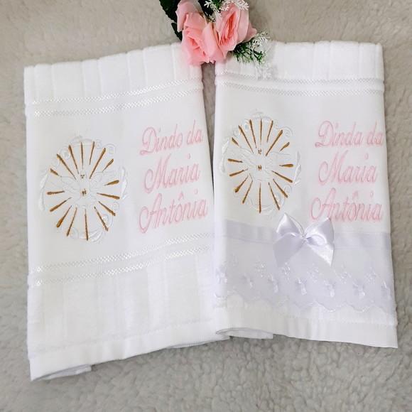 Toalha Bordada para Padrinho e Madrinha de Batismo