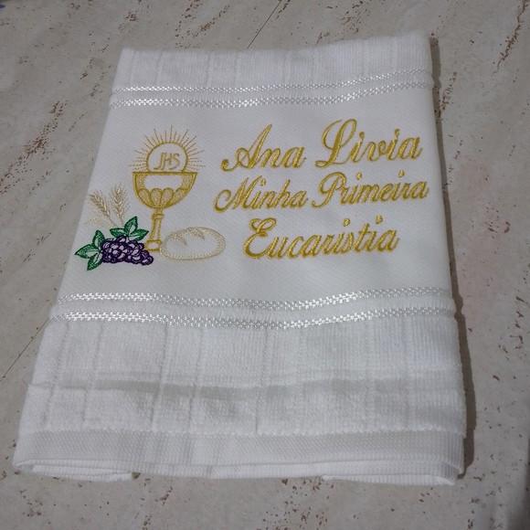 Toalha Bordada Personalizada Primeira Eucaristia