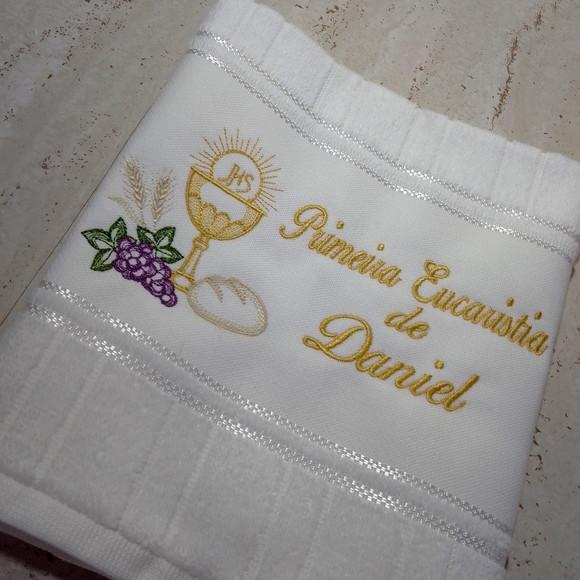 Toalha Bordada Personalizada Primeira Eucaristia