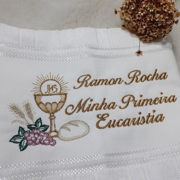 Toalha Bordada Personalizada Primeira Eucaristia