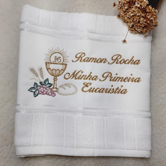 Toalha Bordada Personalizada Primeira Eucaristia