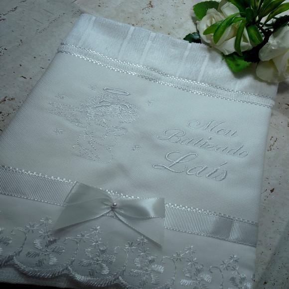 Toalha de Batismo Personalizada Anjinho