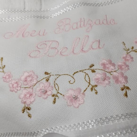 Toalha de Batizado Aveludada Floral Menina