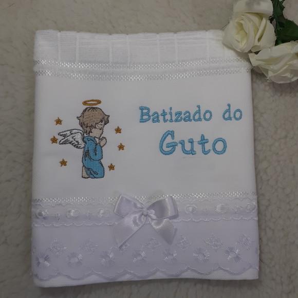 Toalha de Batizado Aveludada Anjo para Menino