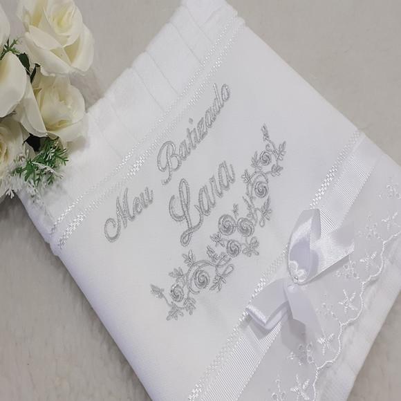 Toalha de Batizado Aveludada Floral Menina