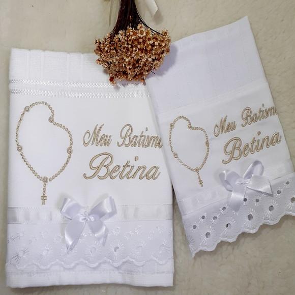 Toalha de Batizado e Fralda de Boca Personalizada