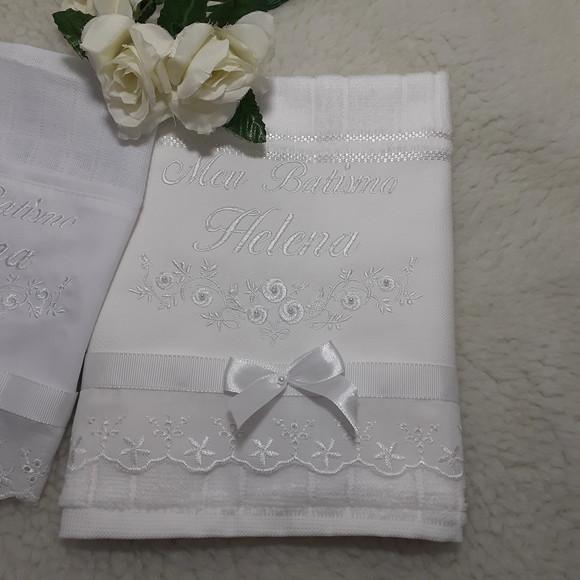 Toalha de Batizado e Fralda de Boca Personalizada