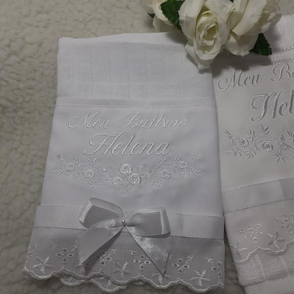 Toalha de Batizado e Fralda de Boca Personalizada
