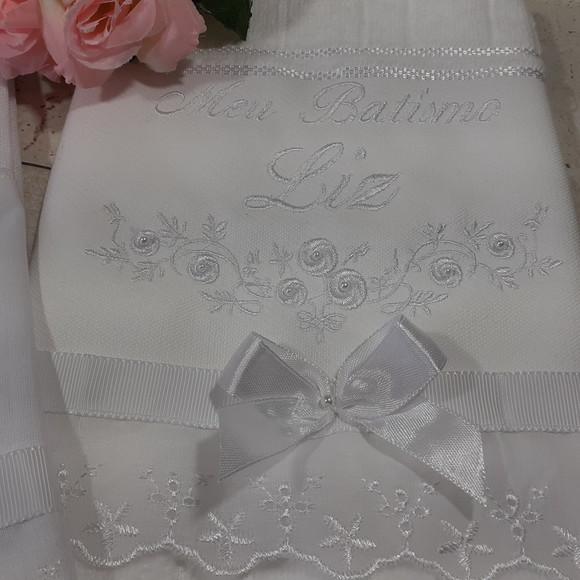 Toalha de Batizado e Fralda de Boca Personalizada