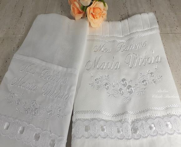 Toalha de Batizado e Fralda de Boca Personalizada