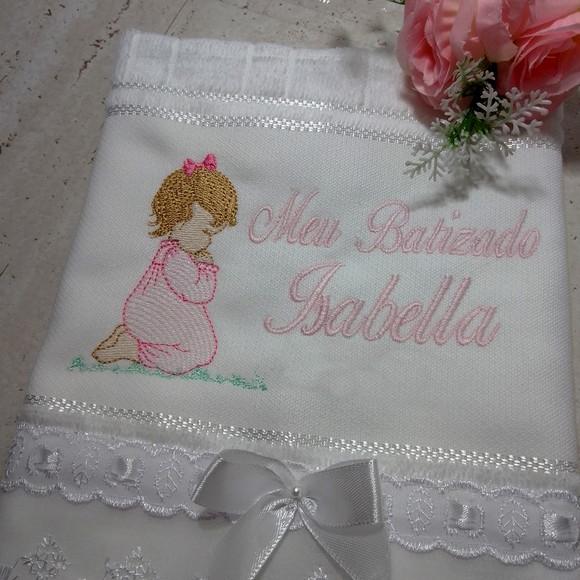 Toalha de Batizado Menina Rezando