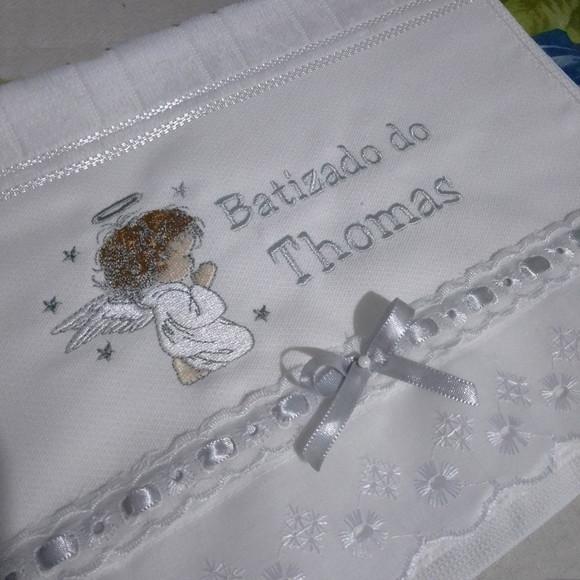 Toalha de Batizado Personalizada Anjinho