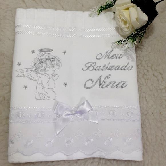 Toalha de Batizado Personalizada Anjinho