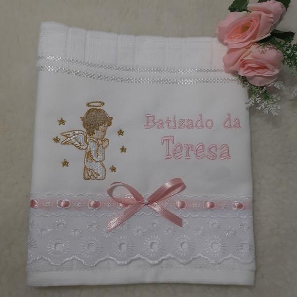 Toalha de Batizado Personalizada Anjinho