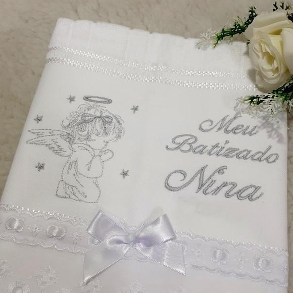 Toalha de Batizado Personalizada Anjinho