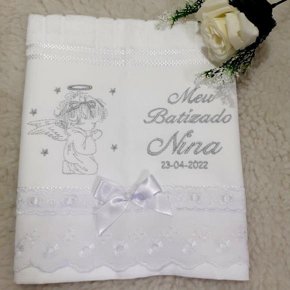 Toalha de Batizado Personalizada Anjinho