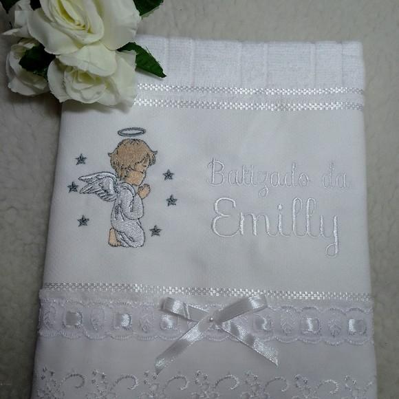 Toalha de Batizado Personalizada Anjo Menina