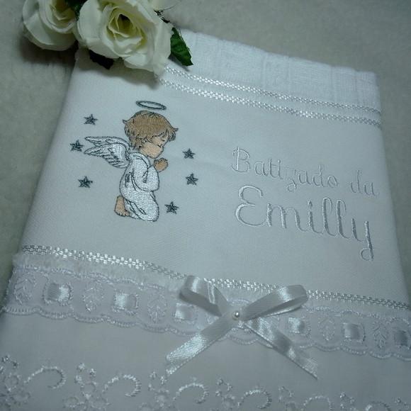 Toalha de Batizado Personalizada Anjo Menina
