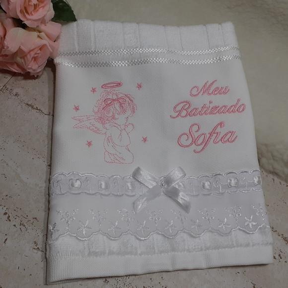 Toalha de Batizado Personalizada Anjo Menina