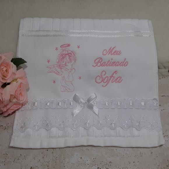Toalha de Batizado Personalizada Anjo Menina
