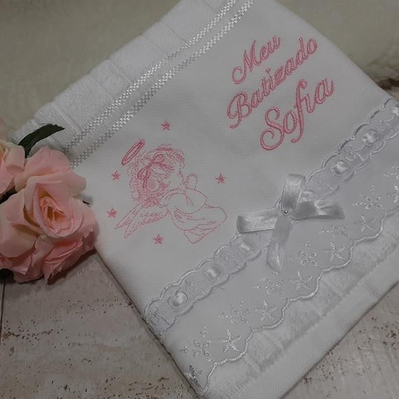 Toalha de Batizado Personalizada Anjo Menina