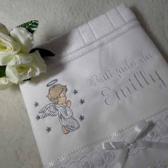 Toalha de Batizado Personalizada Anjo Menina