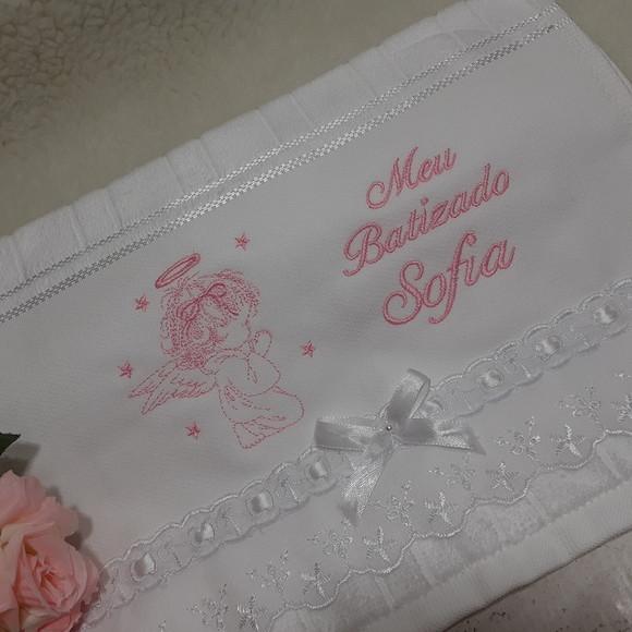 Toalha de Batizado Personalizada Anjo Menina