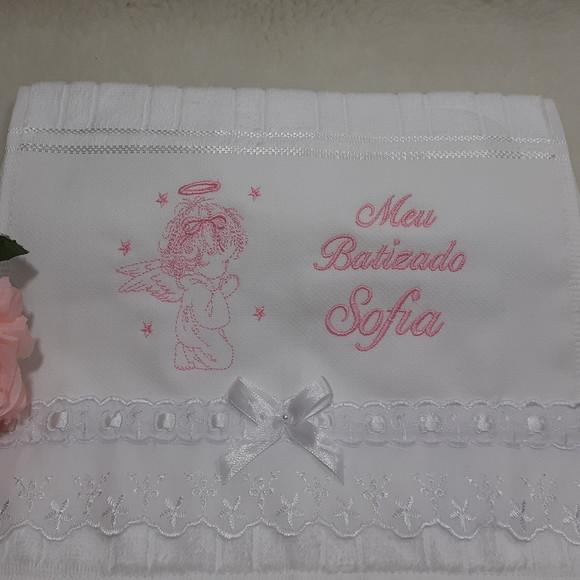 Toalha de Batizado Personalizada Anjo Menina