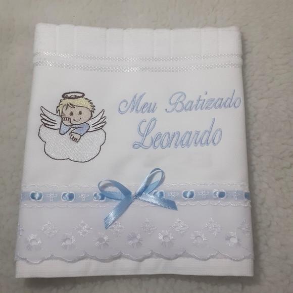 Toalha De Batizado Personalizada Anjo Menino