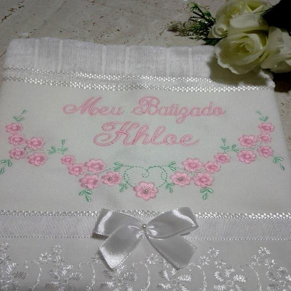 Toalha de Batizado Personalizada Floral