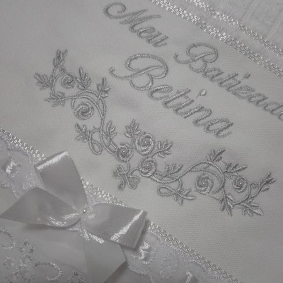 Toalha de Batizado Personalizada Floral
