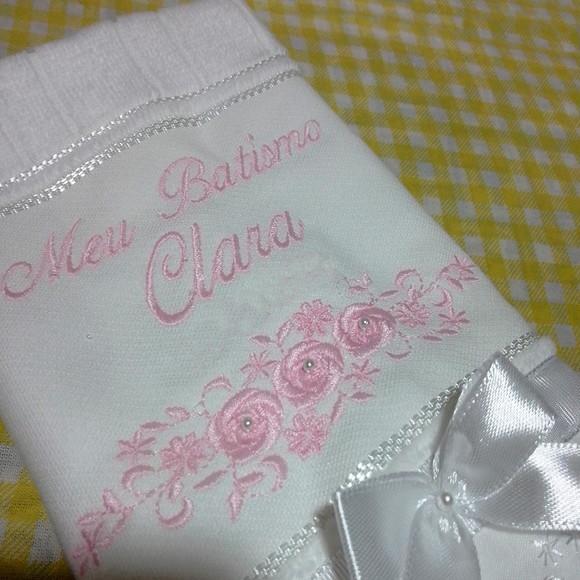 Toalha de Batizado Personalizada Floral