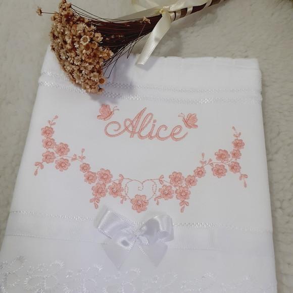 Toalha de Batizado Personalizada Floral