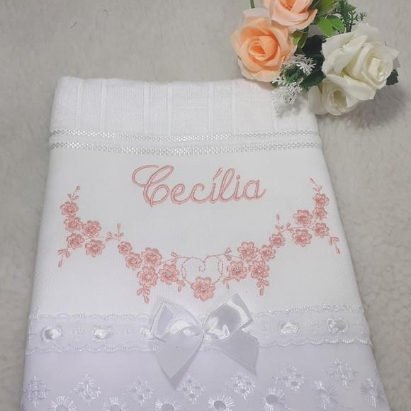 Toalha de Batizado Personalizada Floral