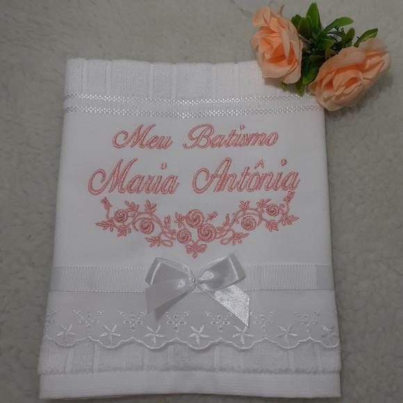 Toalha de Batizado Personalizada Floral