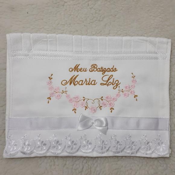 Toalha de Batizado Personalizada Floral Menina