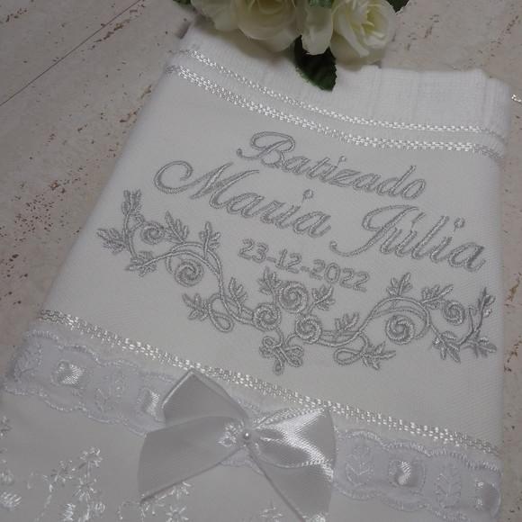 Toalha de Batizado Personalizada Flores