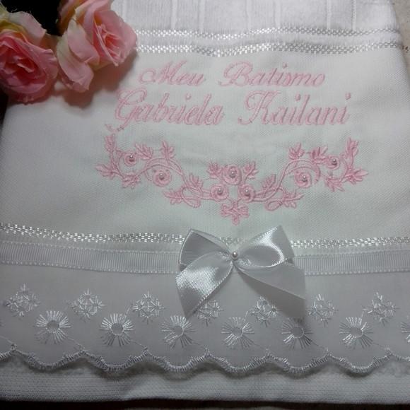 Toalha de Batizado Personalizada Flores