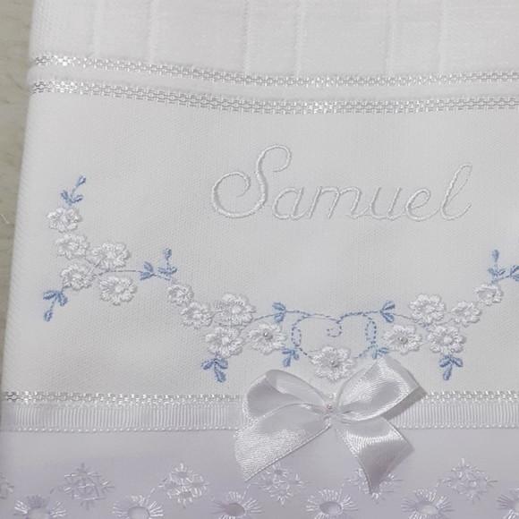 Toalha de Batizado Personalizada Flores