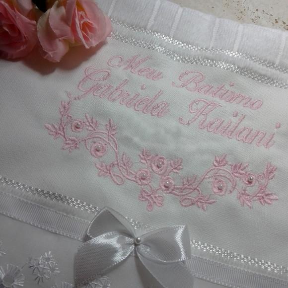 Toalha de Batizado Personalizada Flores