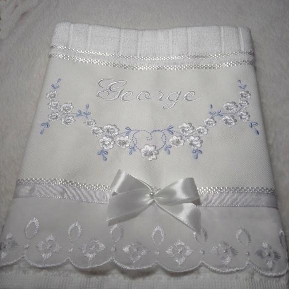 Toalha de Batizado Personalizada Flores