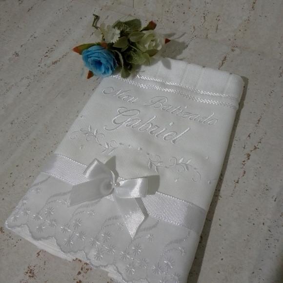 Toalha de Batizado Personalizada Flores