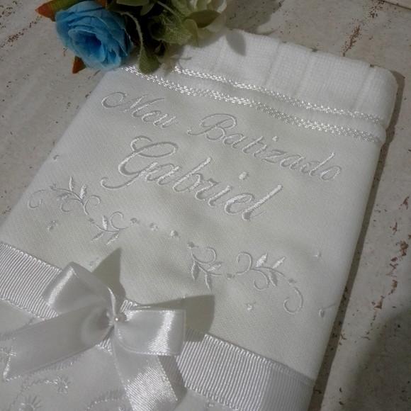 Toalha de Batizado Personalizada Flores