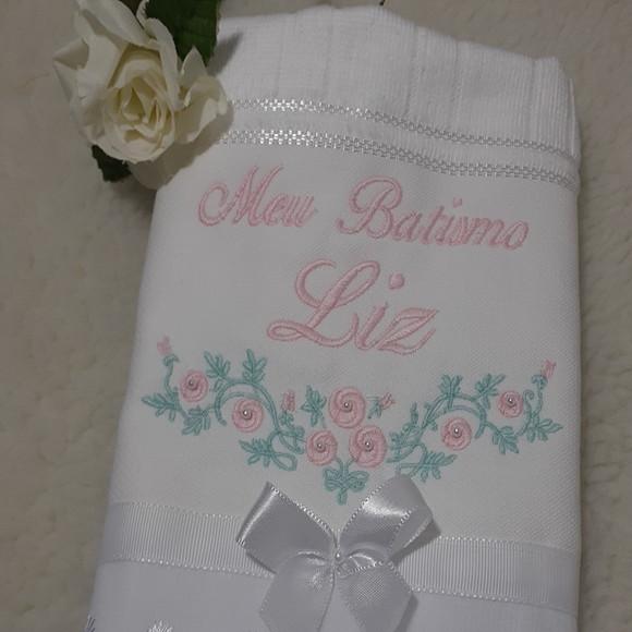 Toalha de Batizado Personalizada Flores
