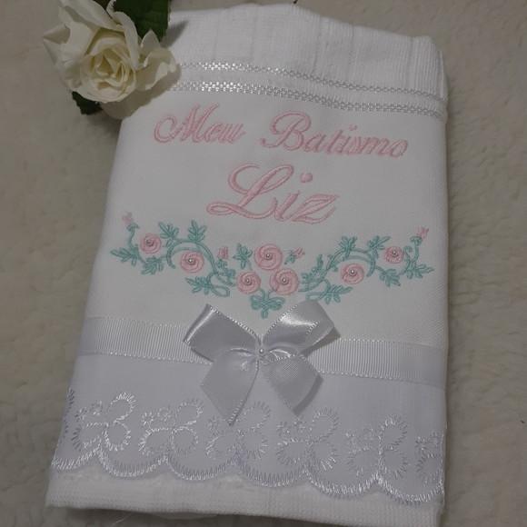 Toalha de Batizado Personalizada Flores