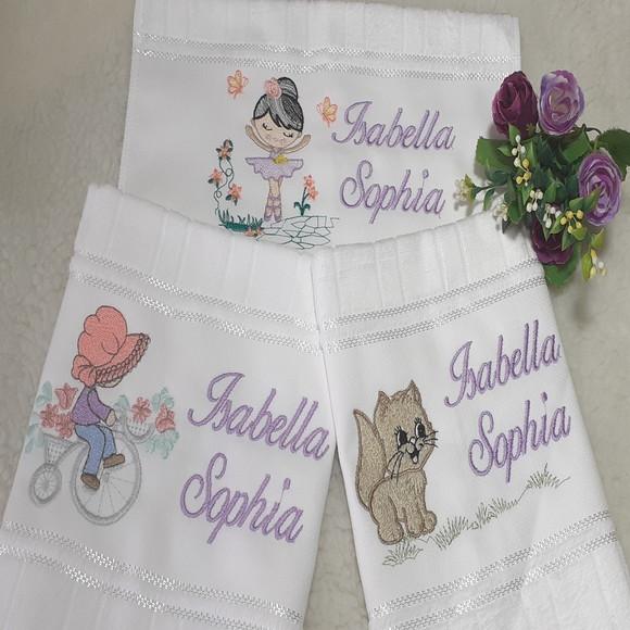 Toalha de Lanche Bordada Personalizada 3 Unidades