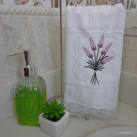 Toalha de Lavabo Bordada Lavanda